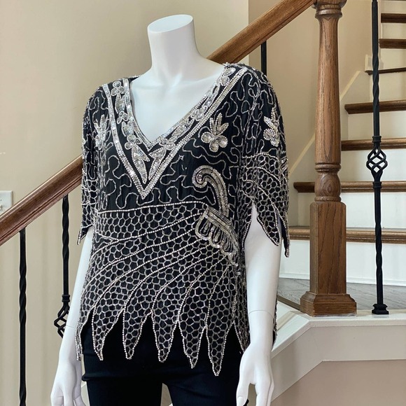 Vintage Shakti Shark Bite Beaded Top, M0578 - Picture 7 of 8